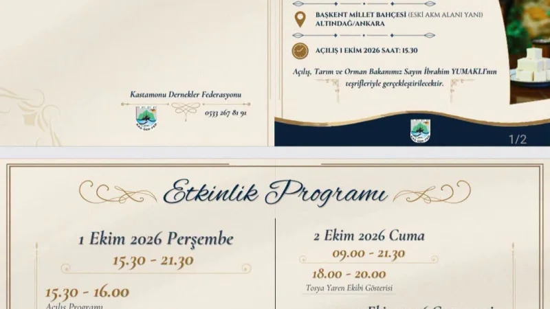 Başkentte Kastamonu Günleri Başlıyor: Çatalzeytin Kültürü Ankara'ya Taşınıyor