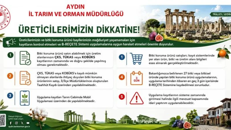 Aydın'da Tarımsal Üreticilere 'Bitki Koruma Ürünü' Kayıt Uyarısı