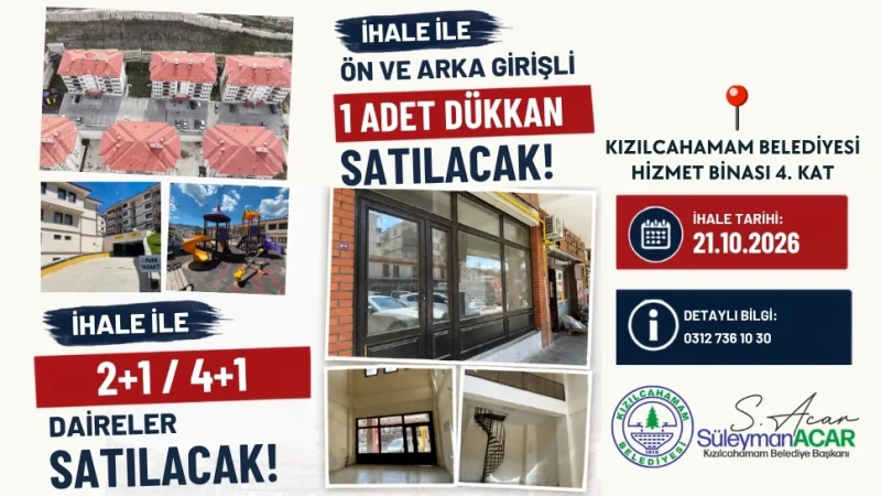 Kızılcahamam Belediyesi Mülkleri Açık İhale Usulüyle Satışa Çıkarıyor
