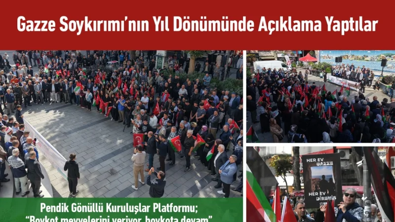 Pendik'te Gazze Soykırımı'nın Yıl Dönümünde Basın Açıklaması Düzenlendi