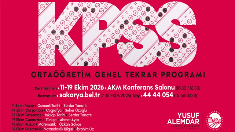 Sakarya'da KPSS Ortaöğretim Adayları İçin Genel Tekrar Programı Başlıyor