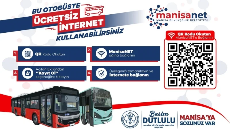 Manisa'da Toplu Taşımada Ücretsiz İnternet Dönemi Başladı