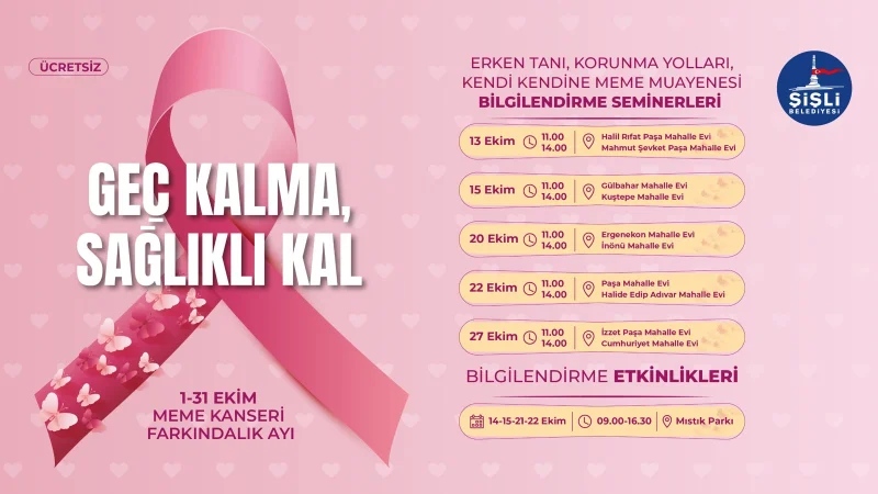 Şişli'de Meme Kanseri Farkındalık Ayı Kapsamında Bilgilendirme Etkinlikleri Düzenlenecek