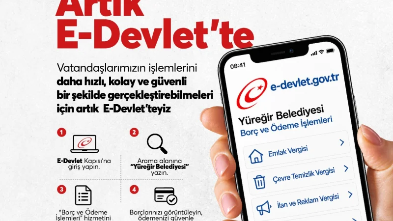 Yüreğir Belediyesi Hizmetleri Artık e-Devlet Kapısı'nda