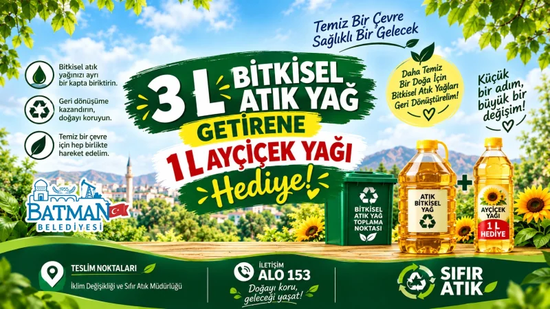 Batman'da Atık Yağ Getirenlere Ayçiçek Yağı Hediye Edilecek
