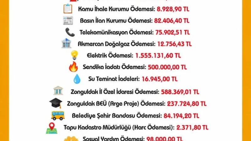 Devrek Belediyesi 1 Aylık Harcama Raporunu Paylaştı