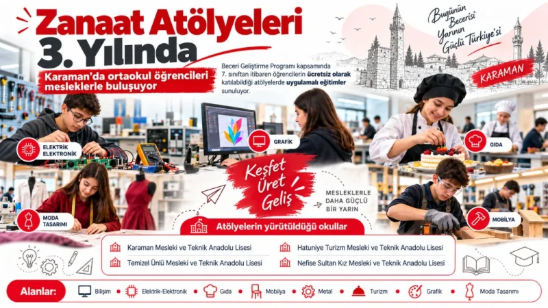 Karaman'da Zanaat Atölyeleri Öğrencileri Mesleki Eğitimle Buluşturuyor
