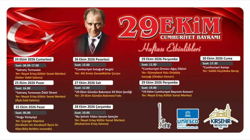 Kırşehir Belediyesi'nden Cumhuriyet'in 103. Yılına Özel Kapsamlı Kutlama Programı