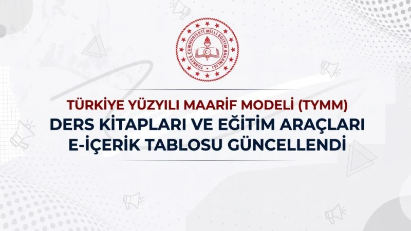 Tekirdağ İl Milli Eğitim Müdürlüğü: Ders Kitapları ve Eğitim Araçları E-İçerik Tablosu Güncellendi