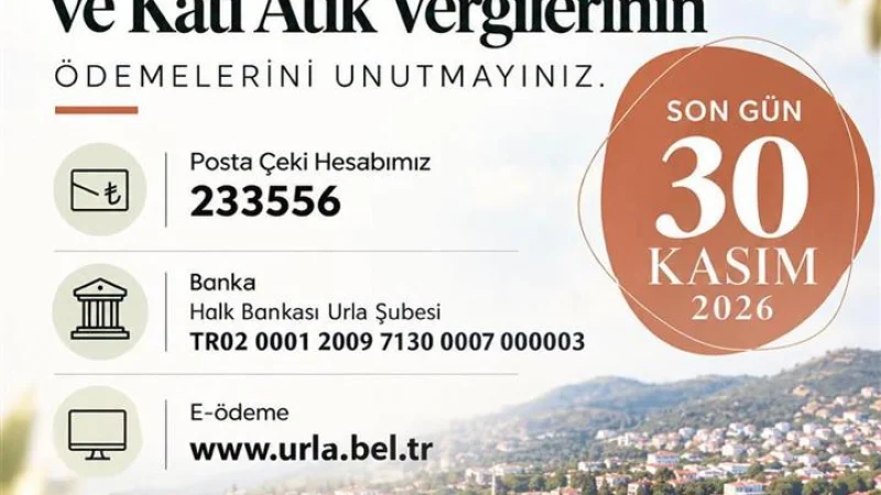 Urla'da Vergi Ödemeleri İçin Son Tarih 30 Kasım