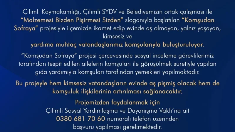 Çilimli'de 'Komşudan Sofraya' Projesi ile Dayanışma Köprüsü Kuruluyor