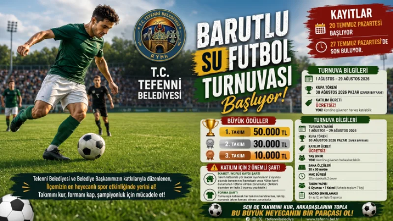 Tefenni'de Barutlu Su Futbol Turnuvası İçin Geri Sayım Başladı