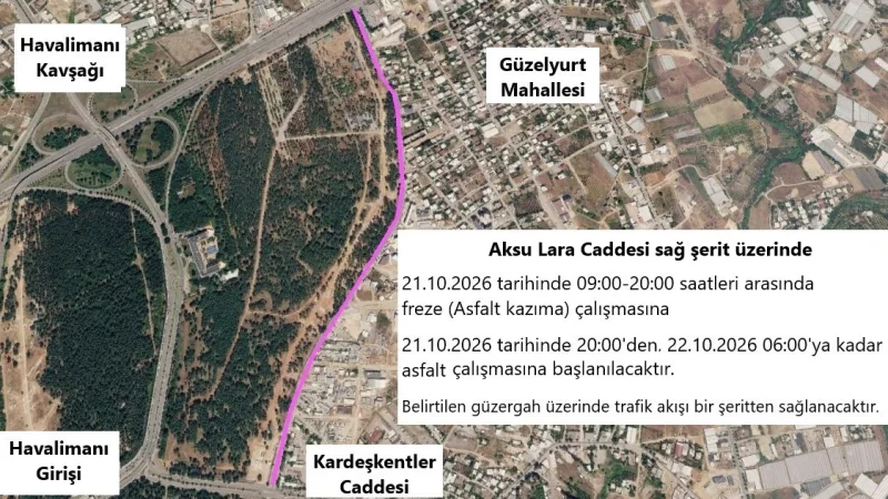 Antalya'da Lara Caddesi İçin Asfalt Yenileme Çalışması Duyurusu