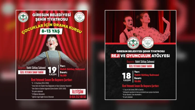 Giresun Belediyesi Şehir Tiyatrosu'ndan Gençlere ve Çocuklara Sanat Eğitimi