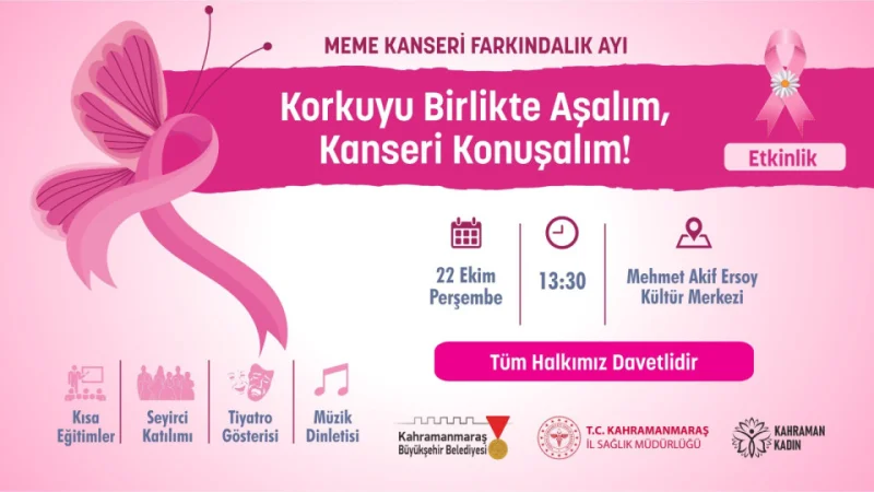 Kahramanmaraş'ta Meme Kanseri İçin Bilinçlendirme Etkinliği Düzenlenecek
