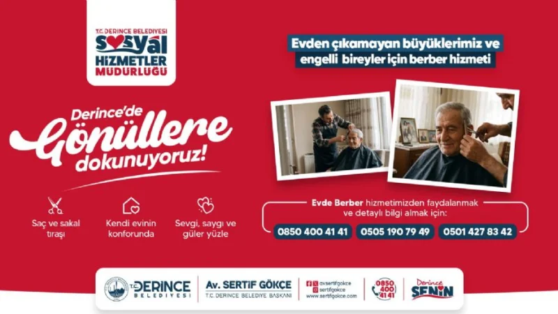 Derince'de Yaşlı ve Engelli Vatandaşlara Evde Berber Hizmeti