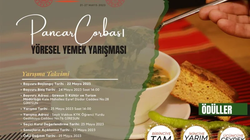 Giresun'da Türk Mutfağı Haftası Kapsamında Yöresel Yemek Yarışması Düzenleniyor
