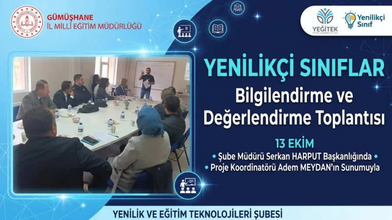 Gümüşhane'de Yenilikçi Sınıflar Bilgilendirme ve Değerlendirme Toplantısı Düzenlendi