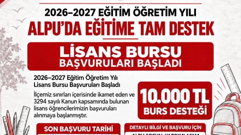 Alpu'da Öğrencilere Eğitim Desteği Başvuruları Başladı