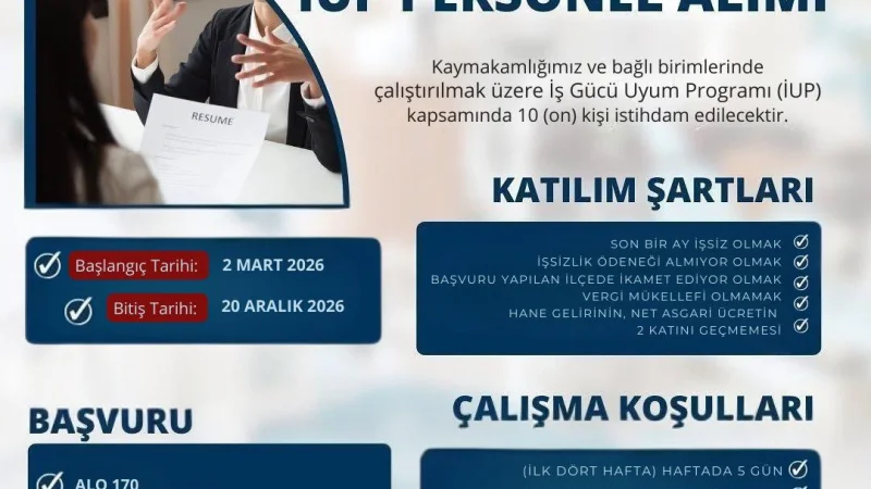 Cumayeri Kaymakamlığı İUP Kapsamında İşe Alınacak Personel Listesini Açıkladı