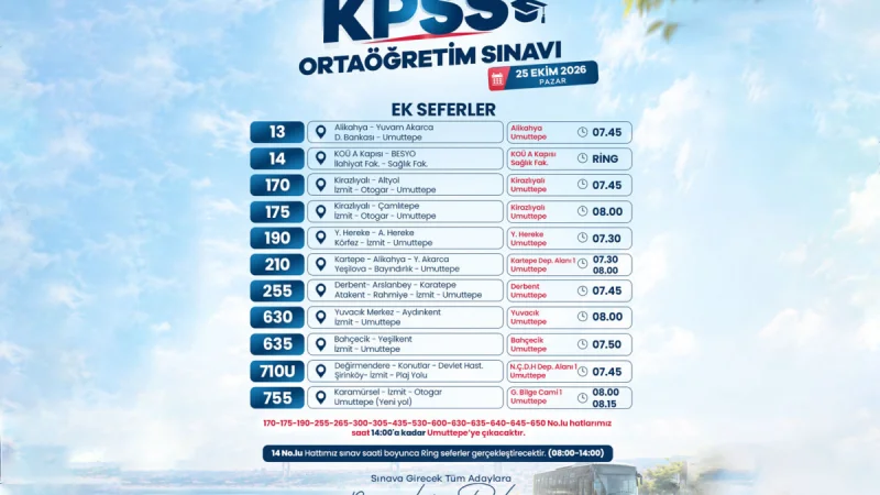 Kocaeli'de KPSS için özel ulaşım planlaması: Ek seferler duyuruldu