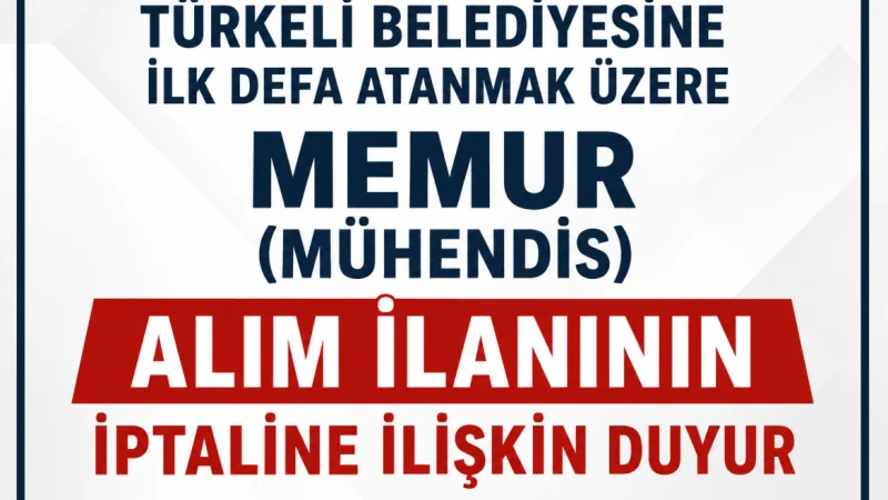 Türkeli Belediyesi, Mühendis Alım İlanını İptal Etti