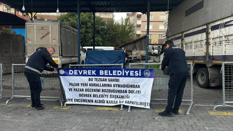 Devrek'te Pazar Yerinde Kurallara Uymayan Esnafa Men Cezası