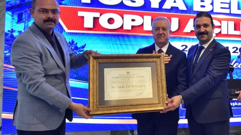 Tosya'dan Sadir Durmaz'a Fahri Hemşehrilik Beratı