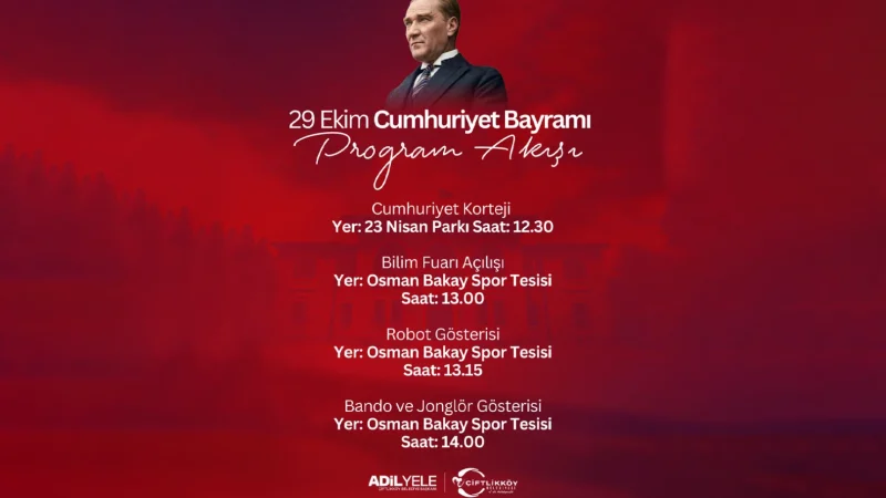 Çiftlikköy'de 29 Ekim Cumhuriyet Bayramı Coşkusu Etkinliklerle Kutlanacak