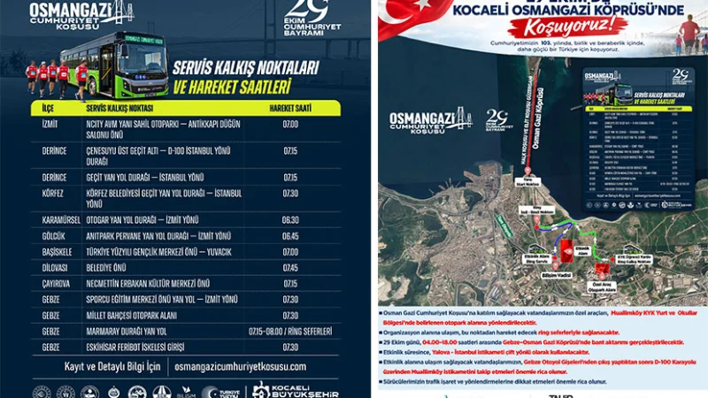 Osmangazi Köprüsü'nde 29 Ekim Cumhuriyet Koşusu için ulaşım planı tamamlandı