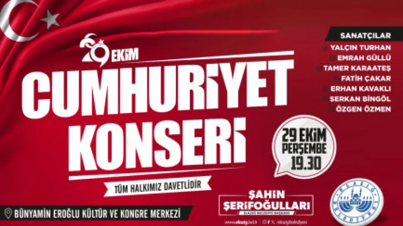Elazığ Belediyesi'nden 29 Ekim Cumhuriyet Bayramı'na Özel Konser