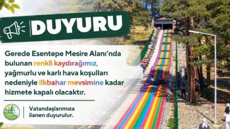 Gerede Esentepe Mesire Alanı'ndaki Renkli Kaydırak Sezonluk Olarak Kapatıldı