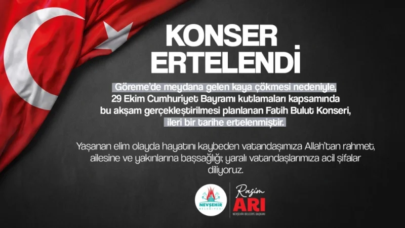 Nevşehir'de Göreme'deki Peribacası Yıkımı Nedeniyle Fatih Bulut Konseri Ertelendi