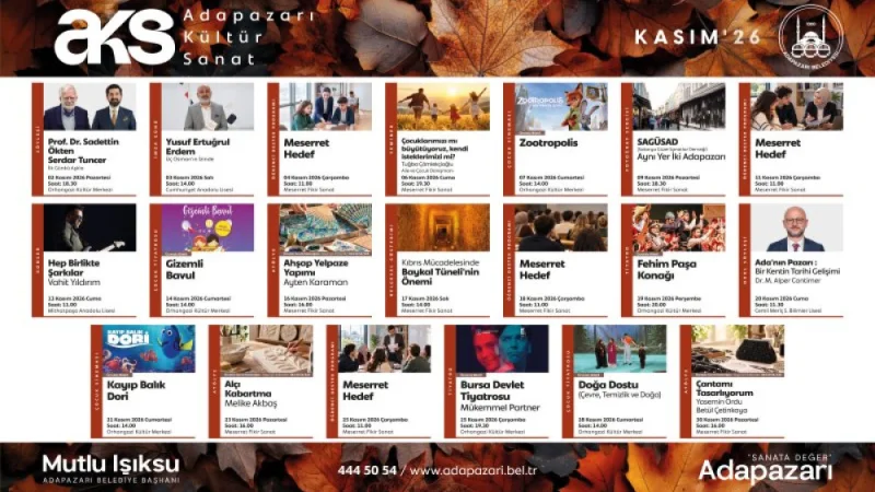 Adapazarı'nda Kasım Ayı Kültür ve Sanat Takvimi Açıklandı